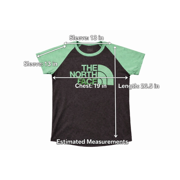 The North Face Raglan Logo Tee Brown Green Size Small - Picture 5 of 7